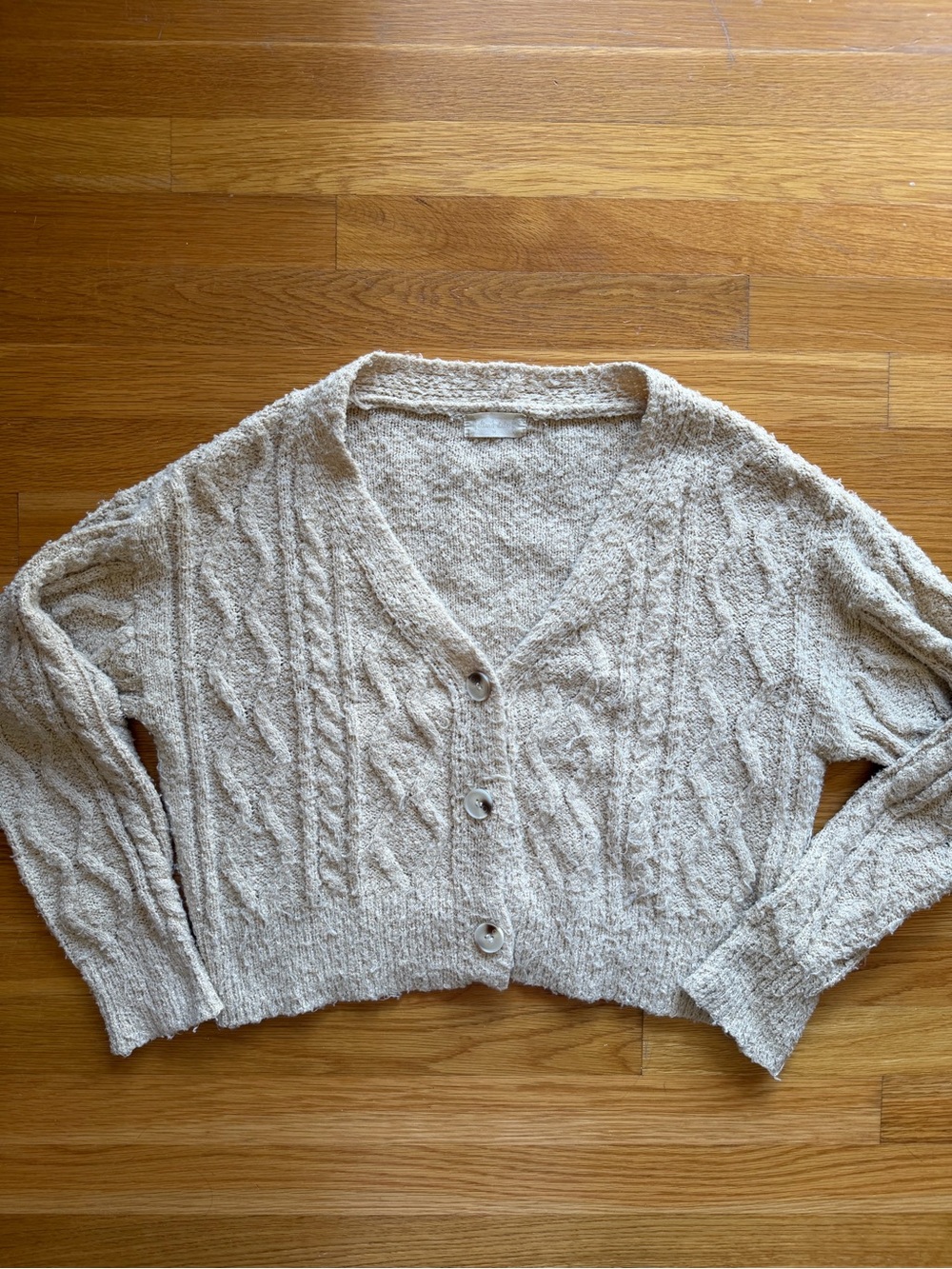 Altar’d State Beige Cable Knit Cardigan – Size Medium